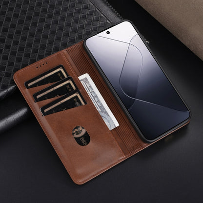 For Xiaomi 14 Pro AZNS Magnetic Calf Texture Flip Leather Phone Case(Light Brown) - 14 Pro Cases by AZNS | Online Shopping South Africa | PMC Jewellery | Buy Now Pay Later Mobicred