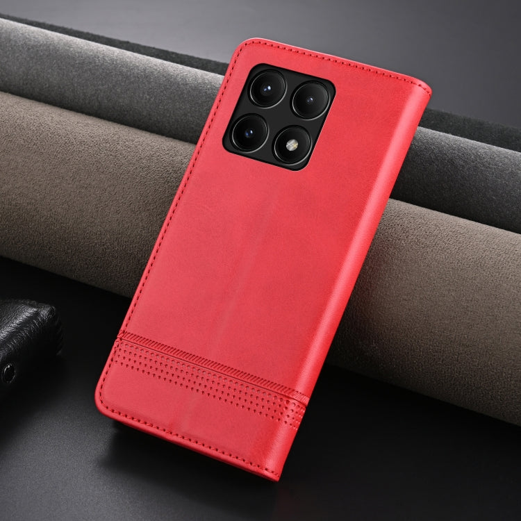 For Xiaomi Redmi K70/K70 Pro AZNS Magnetic Calf Texture Flip Leather Phone Case(Red) - K70 Pro Cases by AZNS | Online Shopping South Africa | PMC Jewellery | Buy Now Pay Later Mobicred