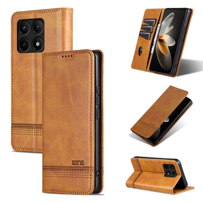 For Xiaomi Redmi K70/K70 Pro AZNS Magnetic Calf Texture Flip Leather Phone Case(Light Brown) - K70 Pro Cases by AZNS | Online Shopping South Africa | PMC Jewellery | Buy Now Pay Later Mobicred