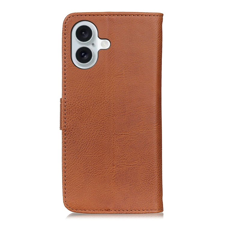 For iPhone 16 Plus KHAZNEH Cowhide Texture Horizontal Flip Leather Phone Case(Brown) - iPhone 16 Plus Cases by PMC Jewellery | Online Shopping South Africa | PMC Jewellery | Buy Now Pay Later Mobicred