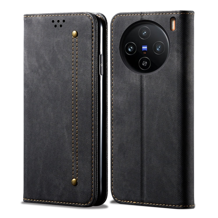 For vivo X100 Denim Texture Flip Leather Phone Case(Black) - X100 Cases by imak | Online Shopping South Africa | PMC Jewellery | Buy Now Pay Later Mobicred