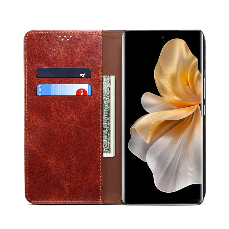 For vivo S18 Pro Oil Wax Crazy Horse Texture Leather Phone Case(Brown) - S18 Pro Cases by PMC Jewellery | Online Shopping South Africa | PMC Jewellery | Buy Now Pay Later Mobicred