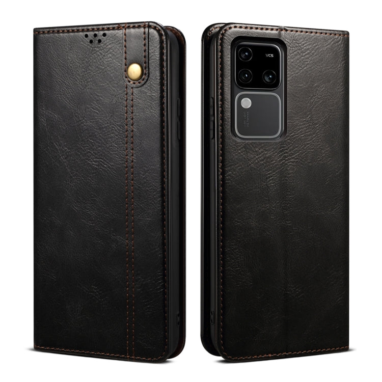 For vivo S18 Oil Wax Crazy Horse Texture Leather Phone Case(Black) - S18 Cases by PMC Jewellery | Online Shopping South Africa | PMC Jewellery | Buy Now Pay Later Mobicred