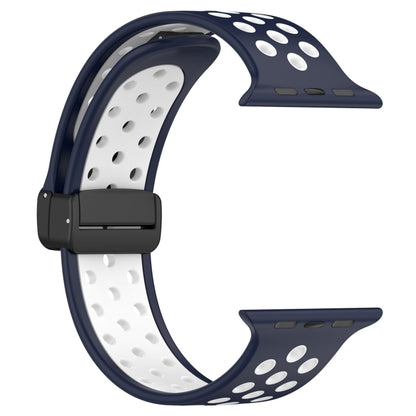 For Apple Watch SE 2023 40mm Magnetic Buckle Silicone Watch Band(Navy White) - Watch Bands by PMC Jewellery | Online Shopping South Africa | PMC Jewellery