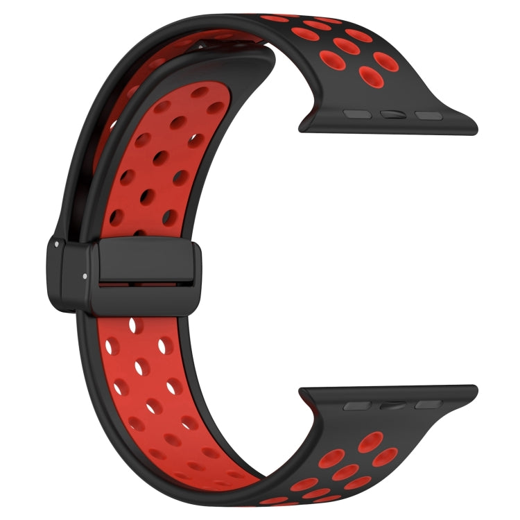 For Apple Watch SE 2023 40mm Magnetic Buckle Silicone Watch Band(Black Red) - Watch Bands by PMC Jewellery | Online Shopping South Africa | PMC Jewellery