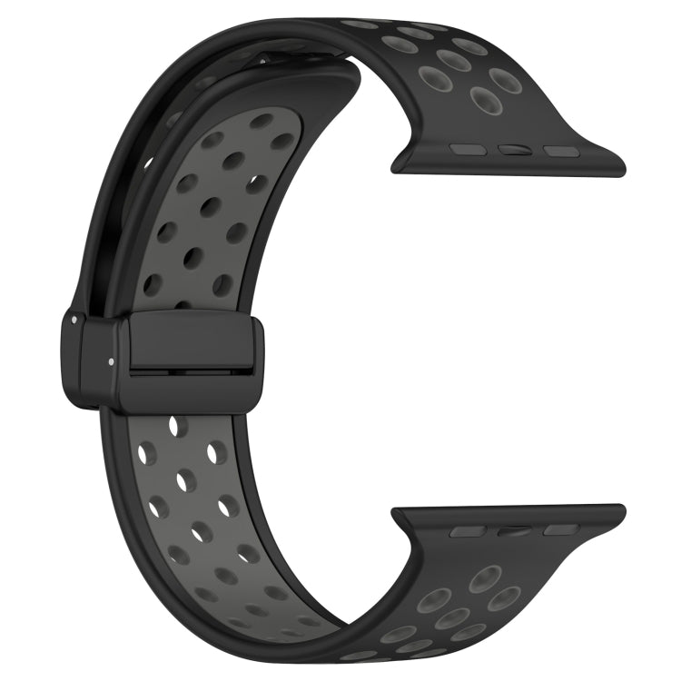 For Apple Watch Ultra 2 49mm Magnetic Buckle Silicone Watch Band(Black Grey) - Watch Bands by PMC Jewellery | Online Shopping South Africa | PMC Jewellery