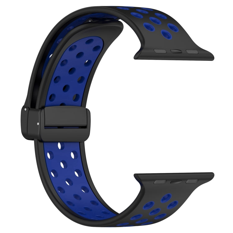 For Apple Watch Ultra 2 49mm Magnetic Buckle Silicone Watch Band(Black Blue) - Watch Bands by PMC Jewellery | Online Shopping South Africa | PMC Jewellery