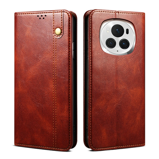 For Honor Magic6 Pro Oil Wax Crazy Horse Texture Leather Phone Case(Brown) - Honor Cases by PMC Jewellery | Online Shopping South Africa | PMC Jewellery | Buy Now Pay Later Mobicred