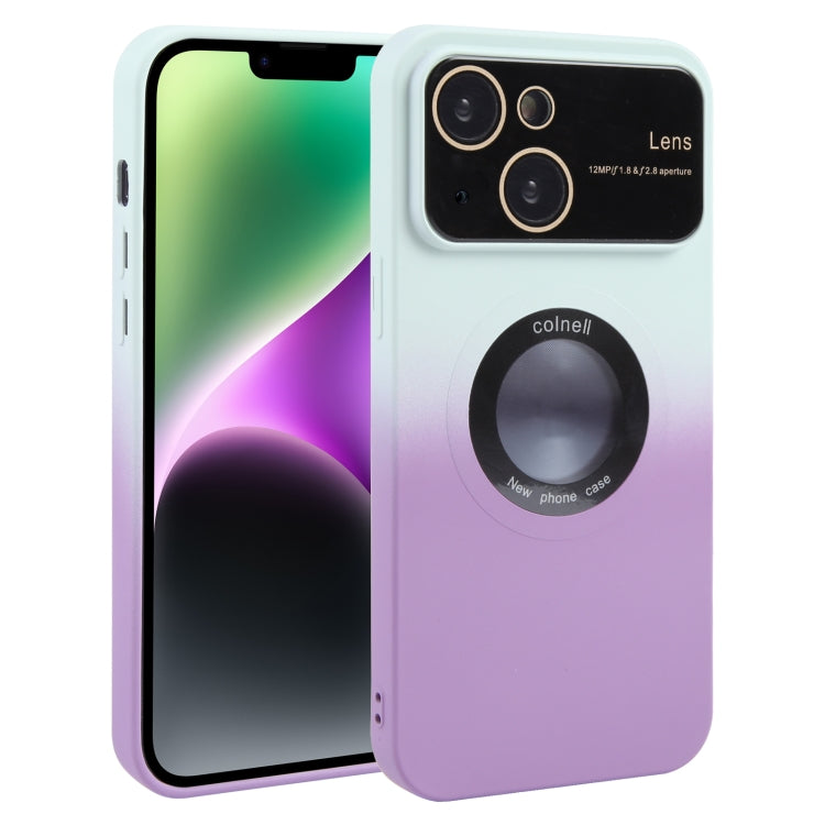 For iPhone 14 Plus Gradient Silicone Shockproof Magsafe Phone Case with Lens Film(White Purple) - iPhone 14 Plus Cases by PMC Jewellery | Online Shopping South Africa | PMC Jewellery