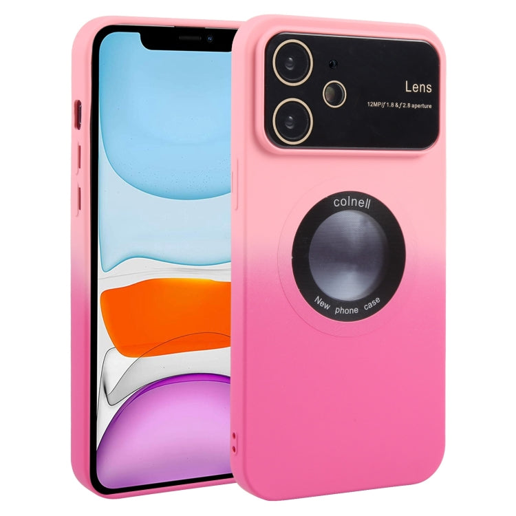 For iPhone 11 Gradient Silicone Shockproof Magsafe Phone Case with Lens Film(Pink Rose) - iPhone 11 Cases by PMC Jewellery | Online Shopping South Africa | PMC Jewellery