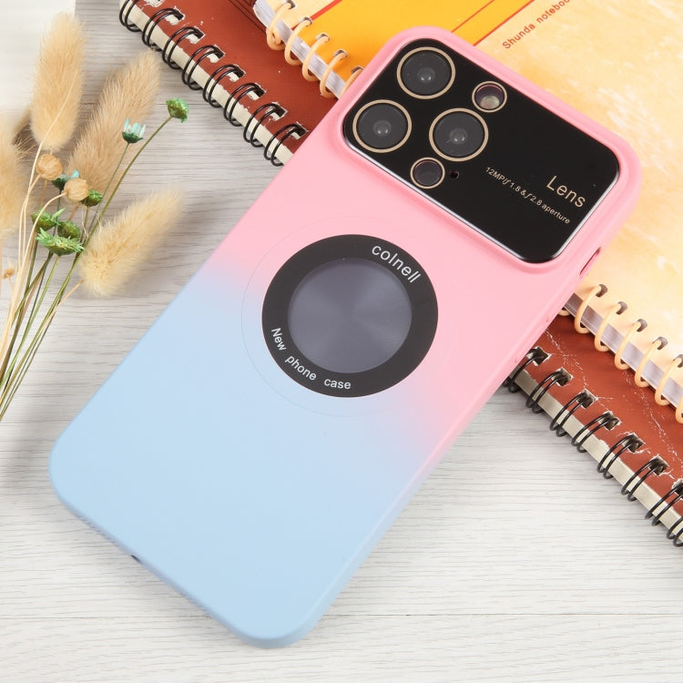 For iPhone 11 Gradient Silicone Shockproof Magsafe Phone Case with Lens Film(Pink Blue) - iPhone 11 Cases by PMC Jewellery | Online Shopping South Africa | PMC Jewellery