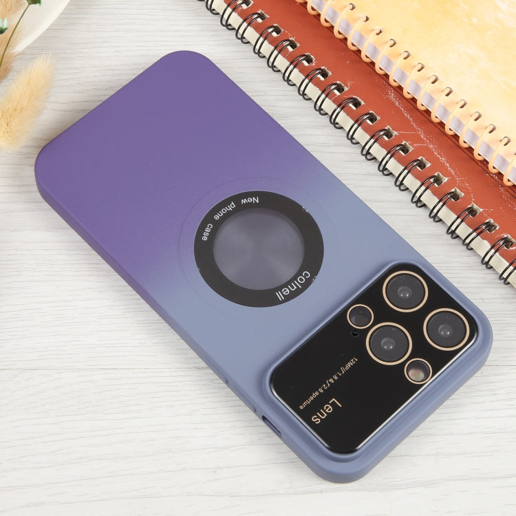 For iPhone 15 Pro Gradient Silicone Shockproof Magsafe Phone Case with Lens Film(Grey Purple) - iPhone 15 Pro Cases by PMC Jewellery | Online Shopping South Africa | PMC Jewellery