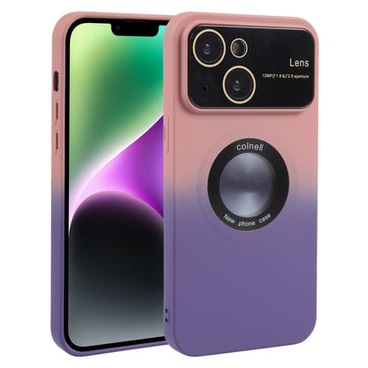 For iPhone 15 Gradient Silicone Shockproof Magsafe Phone Case with Lens Film(Pink Purple) - iPhone 15 Cases by PMC Jewellery | Online Shopping South Africa | PMC Jewellery