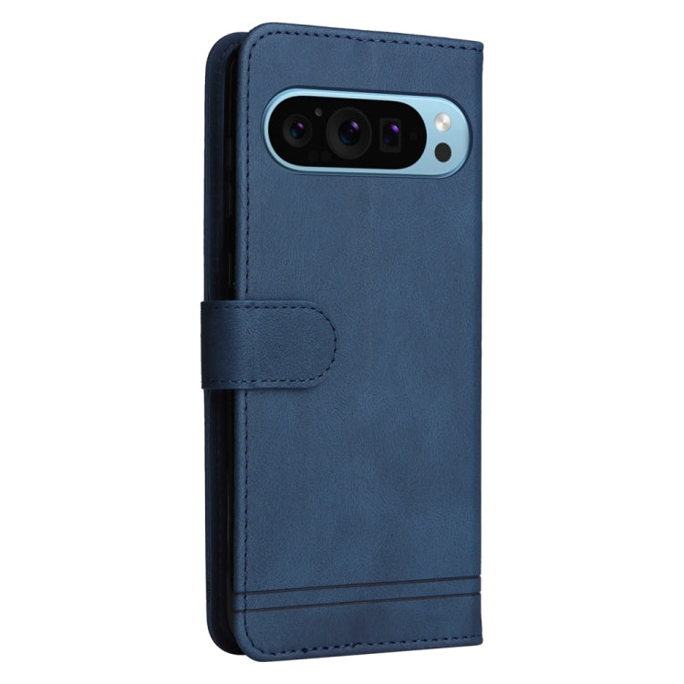 For Google Pixel 9 Skin Feel Life Tree Metal Button Leather Phone Case(Blue) - Google Cases by PMC Jewellery | Online Shopping South Africa | PMC Jewellery | Buy Now Pay Later Mobicred