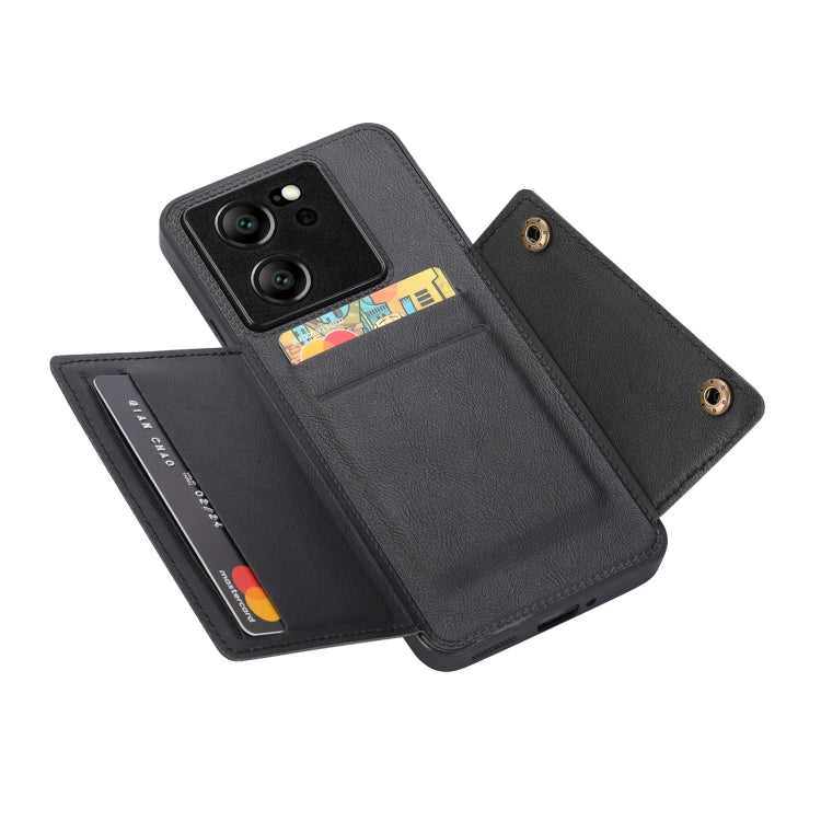 For Xiaomi 13T / Redmi K60 Ultra Double Buckle Card Slots Magnetic Phone Case(Black) - Redmi K60 Ultra Cases by PMC Jewellery | Online Shopping South Africa | PMC Jewellery | Buy Now Pay Later Mobicred