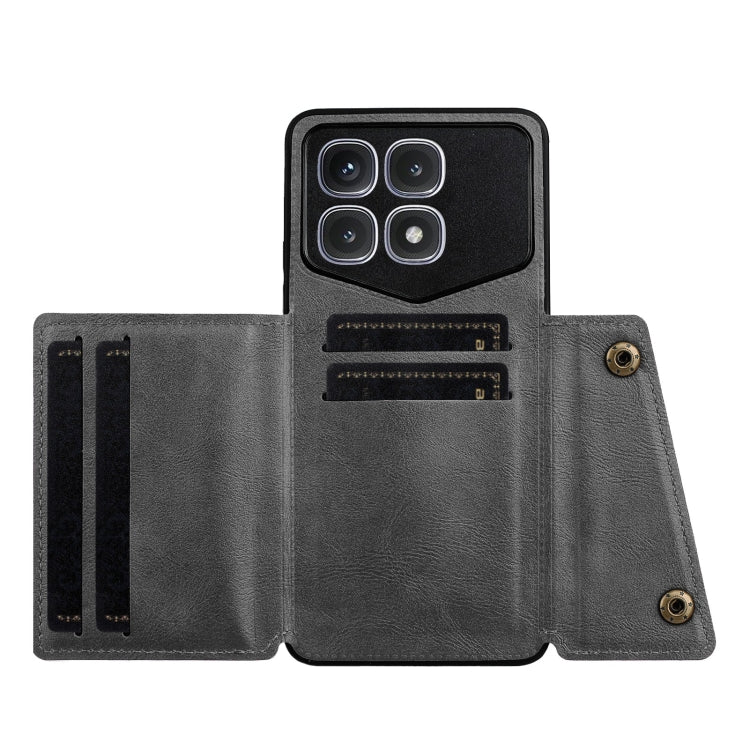 For Xiaomi Redmi K70 Ultra Double Buckle Card Slots Magnetic Phone Case(Grey) - Xiaomi Cases by PMC Jewellery | Online Shopping South Africa | PMC Jewellery | Buy Now Pay Later Mobicred