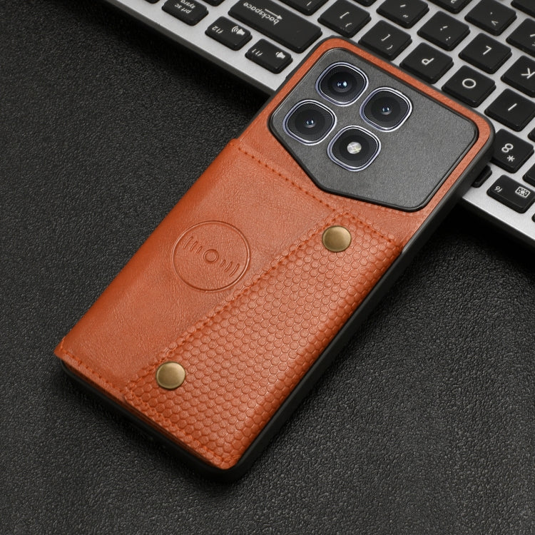 For Xiaomi Redmi K70 Ultra Double Buckle Card Slots Magnetic Phone Case(Brown) - Xiaomi Cases by PMC Jewellery | Online Shopping South Africa | PMC Jewellery | Buy Now Pay Later Mobicred