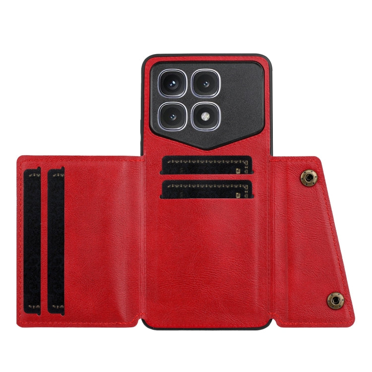 For Xiaomi Redmi K70 Ultra Double Buckle Card Slots Magnetic Phone Case(Red) - Xiaomi Cases by PMC Jewellery | Online Shopping South Africa | PMC Jewellery | Buy Now Pay Later Mobicred