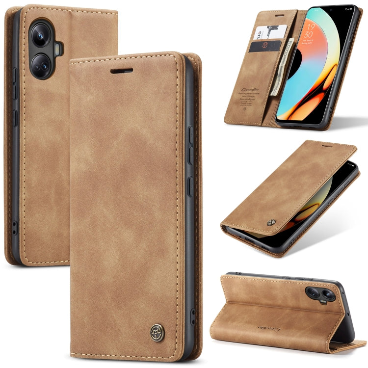 For Realme 10 Pro+ CaseMe 013 Multifunctional Horizontal Flip Leather Phone Case(Brown) - Realme Cases by CaseMe | Online Shopping South Africa | PMC Jewellery | Buy Now Pay Later Mobicred