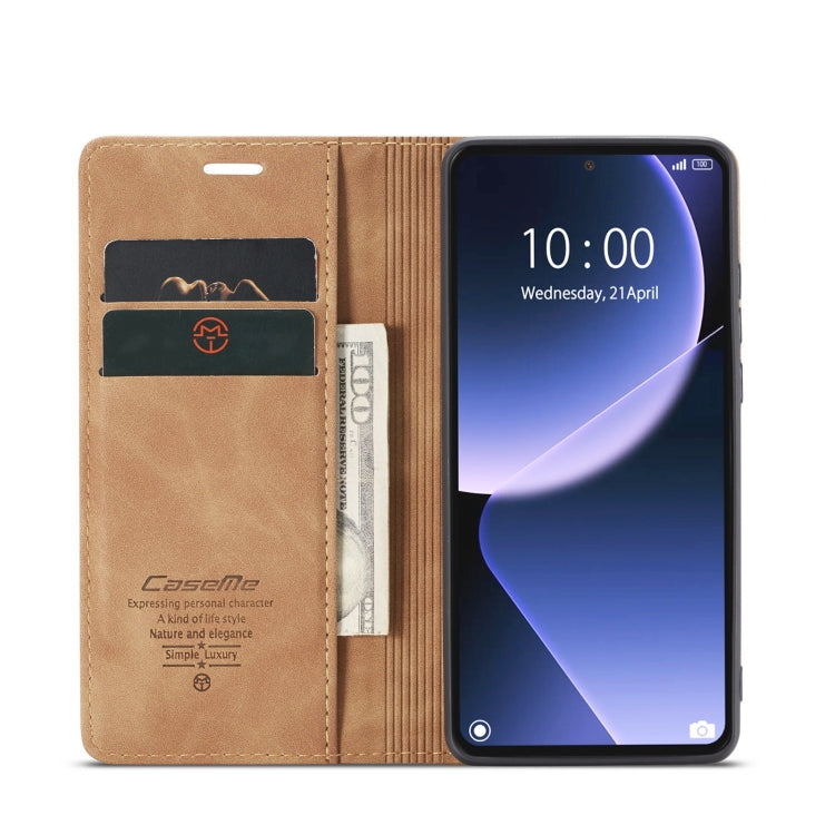 For Xiaomi 13T/13T Pro CaseMe 013 Multifunctional Horizontal Flip Leather Phone Case(Brown) - Xiaomi Cases by CaseMe | Online Shopping South Africa | PMC Jewellery | Buy Now Pay Later Mobicred