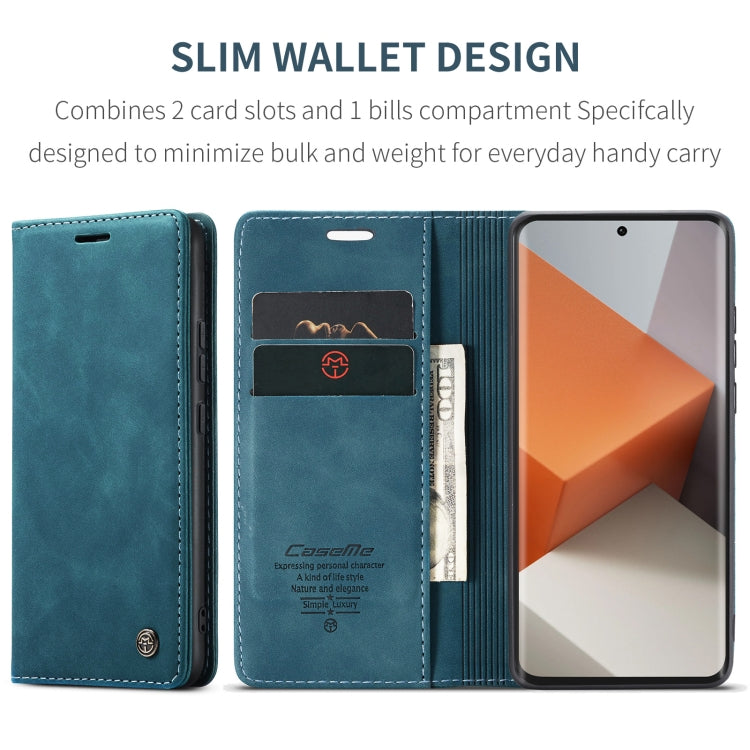 For Xiaomi Redmi Note 13 Pro+ CaseMe 013 Multifunctional Horizontal Flip Leather Phone Case(Blue) - Xiaomi Cases by CaseMe | Online Shopping South Africa | PMC Jewellery | Buy Now Pay Later Mobicred