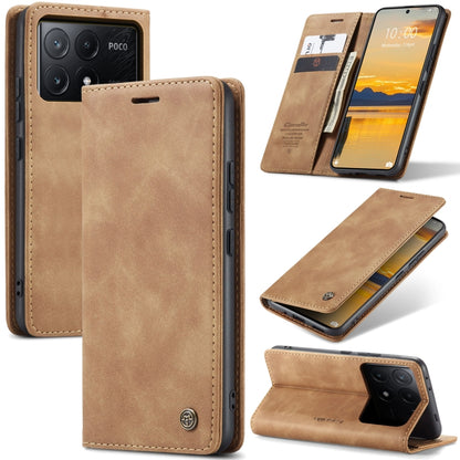 For Xiaomi Redmi K70E 5G CaseMe 013 Multifunctional Horizontal Flip Leather Phone Case(Brown) - K70E Cases by CaseMe | Online Shopping South Africa | PMC Jewellery | Buy Now Pay Later Mobicred