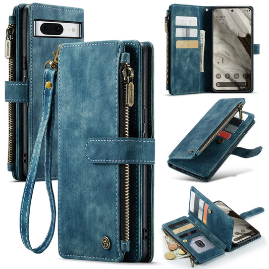 For Google Pixel 8 CaseMe C30 Multifunctional Leather Phone Case(Blue) - Google Cases by CaseMe | Online Shopping South Africa | PMC Jewellery | Buy Now Pay Later Mobicred