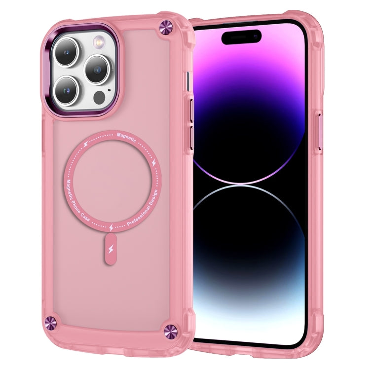 For iPhone 16 Pro Max Skin Feel TPU + PC MagSafe Magnetic Phone Case(Transparent Pink) - iPhone 16 Pro Max Cases by PMC Jewellery | Online Shopping South Africa | PMC Jewellery | Buy Now Pay Later Mobicred