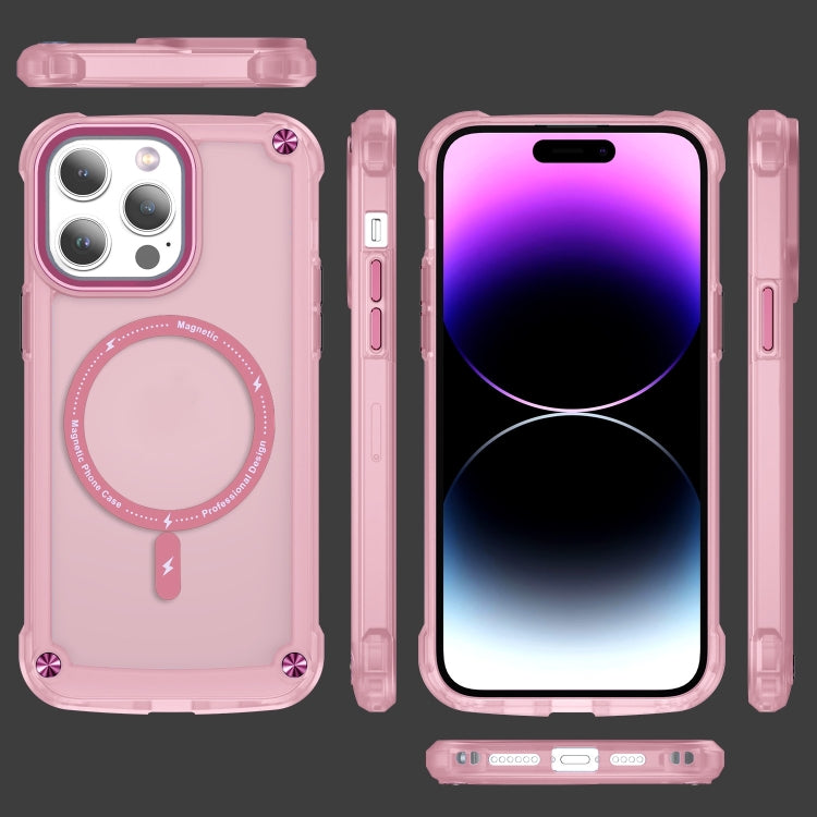 For iPhone 16 Pro Max Skin Feel TPU + PC MagSafe Magnetic Phone Case(Transparent Pink) - iPhone 16 Pro Max Cases by PMC Jewellery | Online Shopping South Africa | PMC Jewellery | Buy Now Pay Later Mobicred