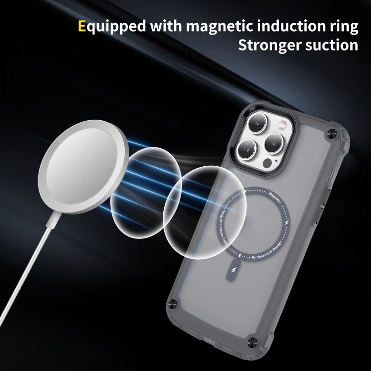 For iPhone 16 Pro Skin Feel TPU + PC MagSafe Magnetic Phone Case(Transparent Black) - iPhone 16 Pro Cases by PMC Jewellery | Online Shopping South Africa | PMC Jewellery | Buy Now Pay Later Mobicred