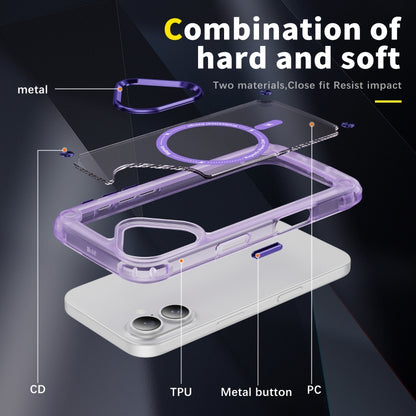 For iPhone 16 Plus Skin Feel TPU + PC MagSafe Magnetic Phone Case(Transparent Purple) - iPhone 16 Plus Cases by PMC Jewellery | Online Shopping South Africa | PMC Jewellery | Buy Now Pay Later Mobicred