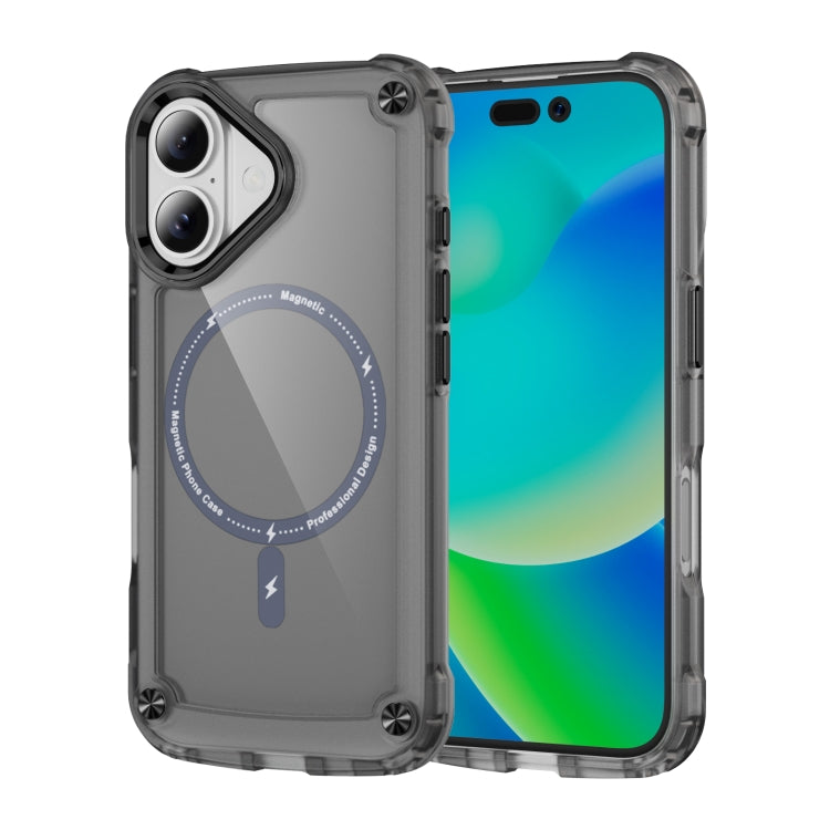 For iPhone 16 Skin Feel TPU + PC MagSafe Magnetic Phone Case(Transparent Black) - iPhone 16 Cases by PMC Jewellery | Online Shopping South Africa | PMC Jewellery | Buy Now Pay Later Mobicred