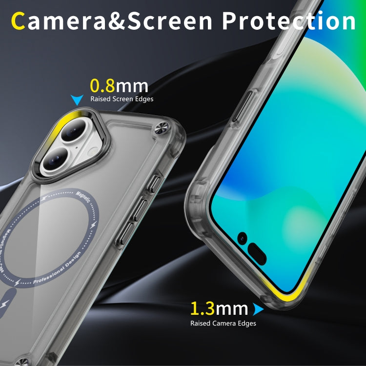 For iPhone 16 Skin Feel TPU + PC MagSafe Magnetic Phone Case(Transparent Black) - iPhone 16 Cases by PMC Jewellery | Online Shopping South Africa | PMC Jewellery | Buy Now Pay Later Mobicred