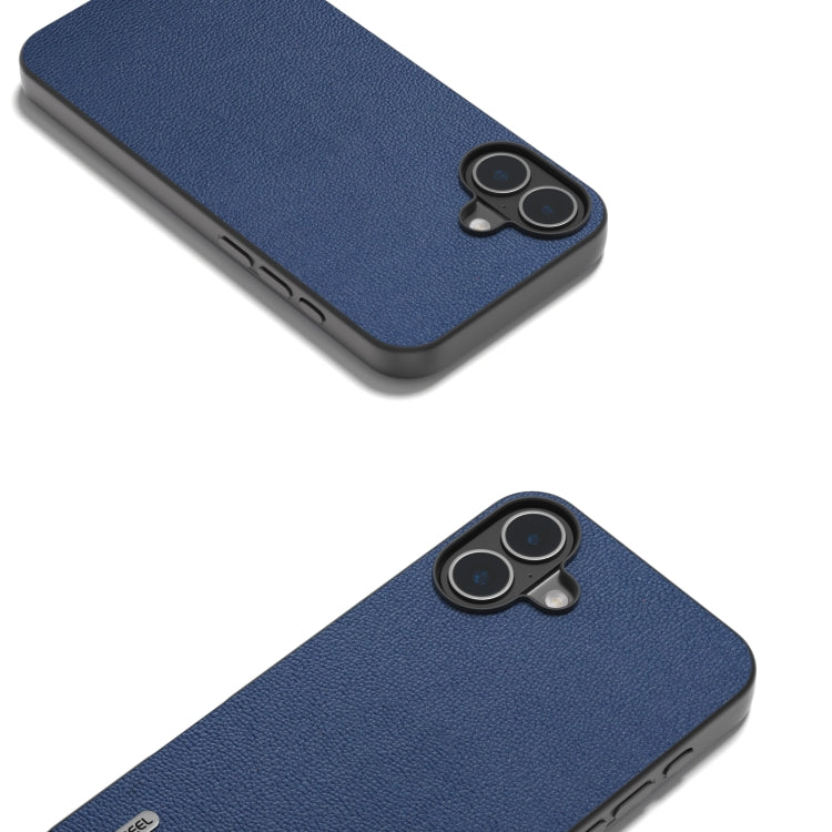 For iPhone 16 Plus ABEEL Genuine Leather Luolai Series Phone Case(Dark Blue) - iPhone 16 Plus Cases by PMC Jewellery | Online Shopping South Africa | PMC Jewellery | Buy Now Pay Later Mobicred