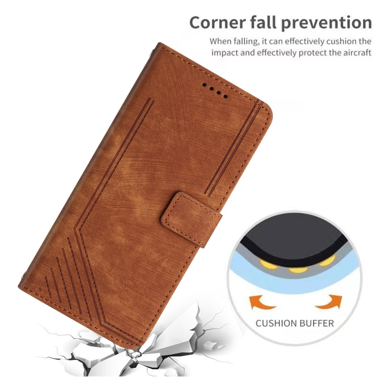 For Xiaomi Redmi K70 / K70 Pro Skin Feel Stripe Pattern Leather Phone Case with Long Lanyard(Brown) - K70 Pro Cases by PMC Jewellery | Online Shopping South Africa | PMC Jewellery | Buy Now Pay Later Mobicred