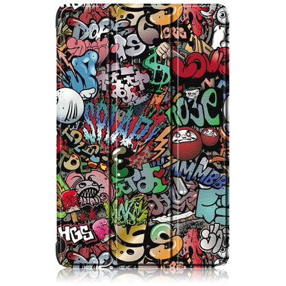 For Samsung Galaxy Tab S9+ Custer Painted 3-Fold Holder Smart Leather Tablet Case(Graffiti) - Galaxy Tab S9+ Cases by PMC Jewellery | Online Shopping South Africa | PMC Jewellery | Buy Now Pay Later Mobicred