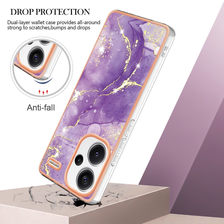 For Xiaomi Redmi Note 13 Pro+ 5G Electroplating Marble Dual-side IMD Phone Case(Purple 002) - Note 13 Pro+ Cases by PMC Jewellery | Online Shopping South Africa | PMC Jewellery | Buy Now Pay Later Mobicred