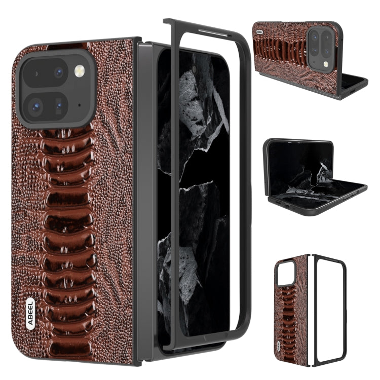 For Google Pixel 9 Pro Fold ABEEL Genuine Leather Weilai Series Phone Case(Coffee) - Google Cases by PMC Jewellery | Online Shopping South Africa | PMC Jewellery | Buy Now Pay Later Mobicred