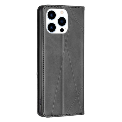 For iPhone 16 Pro Rhombus Texture Magnetic Leather Phone Case(Black) - iPhone 16 Pro Cases by PMC Jewellery | Online Shopping South Africa | PMC Jewellery | Buy Now Pay Later Mobicred