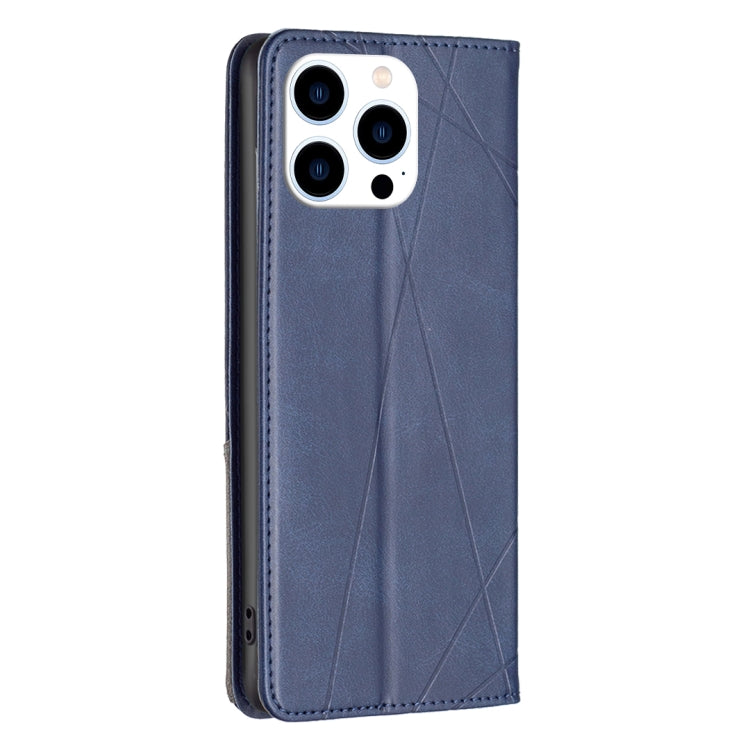 For iPhone 16 Pro Max Rhombus Texture Magnetic Leather Phone Case(Blue) - iPhone 16 Pro Max Cases by PMC Jewellery | Online Shopping South Africa | PMC Jewellery | Buy Now Pay Later Mobicred