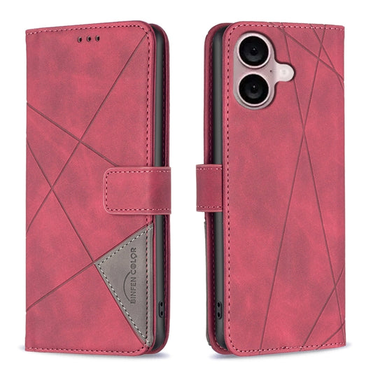 For iPhone 16 Magnetic Buckle Rhombus Texture Leather Phone Case(Red) - iPhone 16 Cases by PMC Jewellery | Online Shopping South Africa | PMC Jewellery | Buy Now Pay Later Mobicred