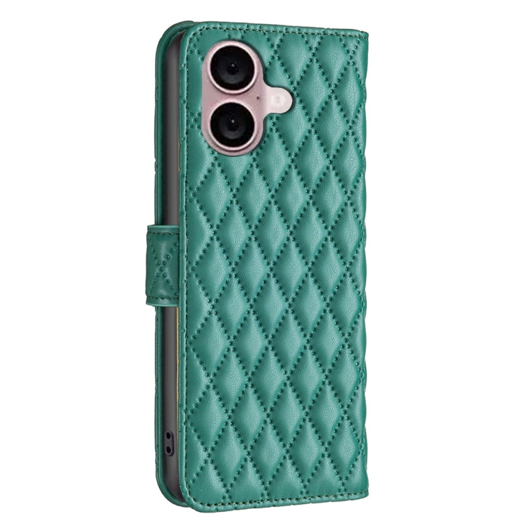 For iPhone 16 Diamond Lattice Wallet Flip Leather Phone Case(Green) - iPhone 16 Cases by PMC Jewellery | Online Shopping South Africa | PMC Jewellery | Buy Now Pay Later Mobicred