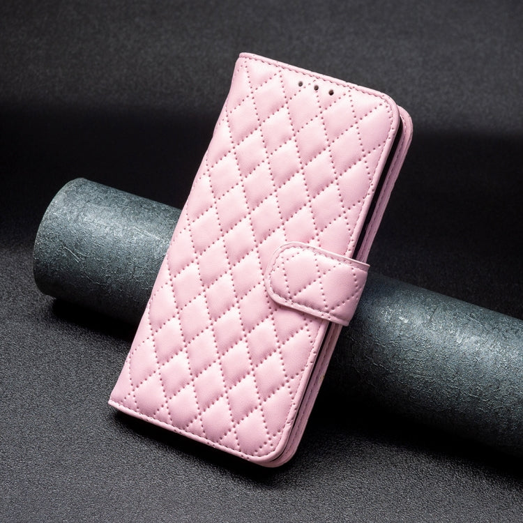 For iPhone 16 Diamond Lattice Wallet Flip Leather Phone Case(Pink) - iPhone 16 Cases by PMC Jewellery | Online Shopping South Africa | PMC Jewellery | Buy Now Pay Later Mobicred