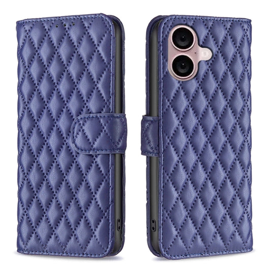 For iPhone 16 Plus Diamond Lattice Wallet Flip Leather Phone Case(Blue) - iPhone 16 Plus Cases by PMC Jewellery | Online Shopping South Africa | PMC Jewellery | Buy Now Pay Later Mobicred