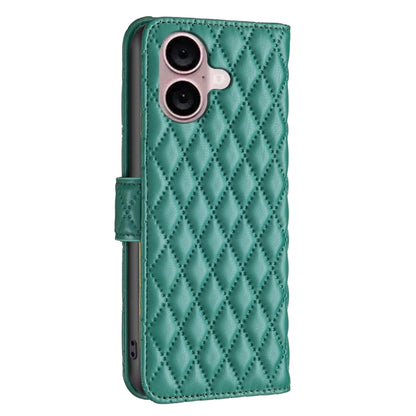 For iPhone 16 Plus Diamond Lattice Wallet Flip Leather Phone Case(Green) - iPhone 16 Plus Cases by PMC Jewellery | Online Shopping South Africa | PMC Jewellery | Buy Now Pay Later Mobicred