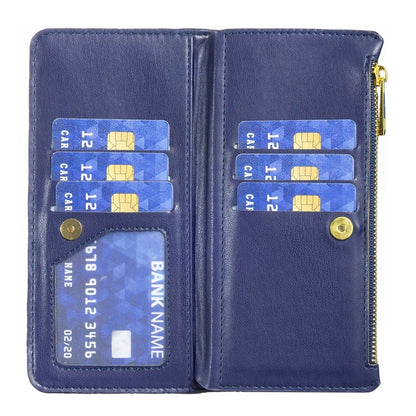 For iPhone 16 Pro Max Diamond Lattice Zipper Wallet Leather Flip Phone Case(Blue) - iPhone 16 Pro Max Cases by PMC Jewellery | Online Shopping South Africa | PMC Jewellery | Buy Now Pay Later Mobicred