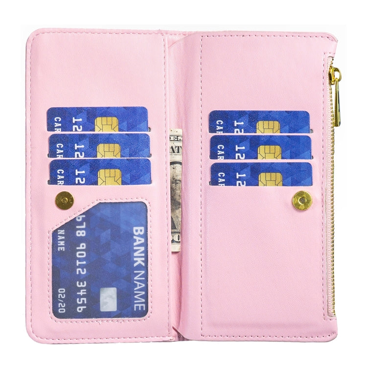 For iPhone 16 Pro Max Diamond Lattice Zipper Wallet Leather Flip Phone Case(Pink) - iPhone 16 Pro Max Cases by PMC Jewellery | Online Shopping South Africa | PMC Jewellery | Buy Now Pay Later Mobicred