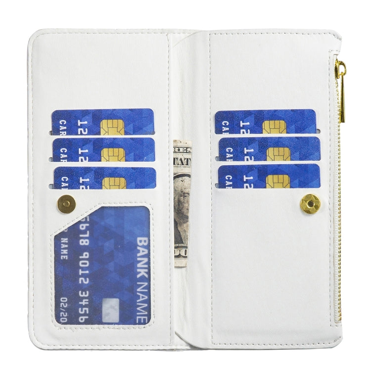 For iPhone 16 Plus Diamond Lattice Zipper Wallet Leather Flip Phone Case(White) - iPhone 16 Plus Cases by PMC Jewellery | Online Shopping South Africa | PMC Jewellery | Buy Now Pay Later Mobicred