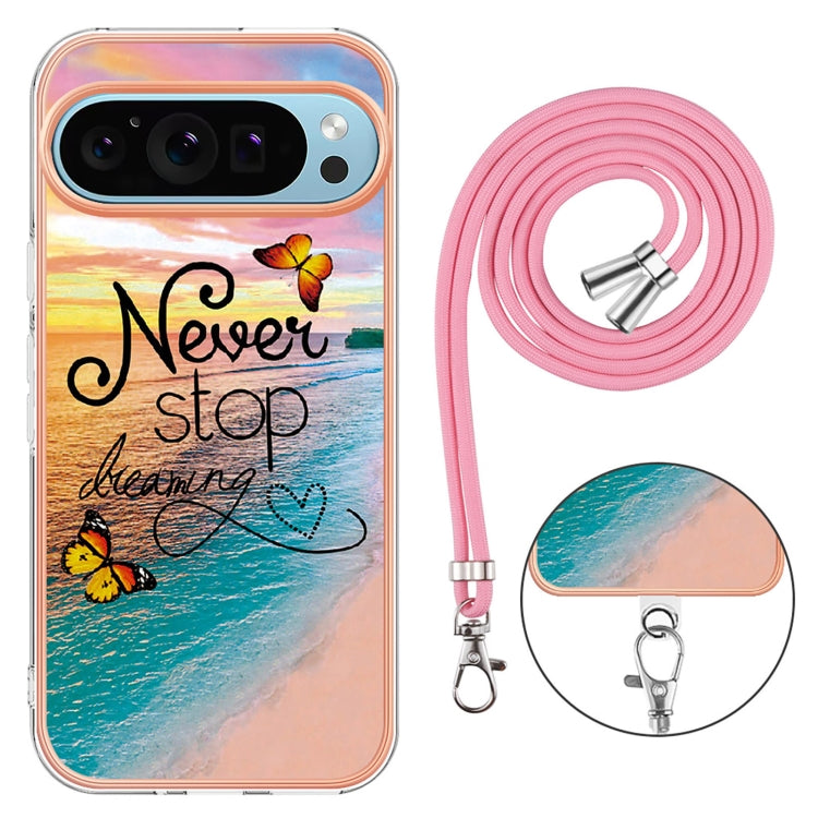 For Google Pixel 9 Pro XL Electroplating IMD TPU Phone Case with Lanyard(Dream Butterfly) - Google Cases by PMC Jewellery | Online Shopping South Africa | PMC Jewellery | Buy Now Pay Later Mobicred