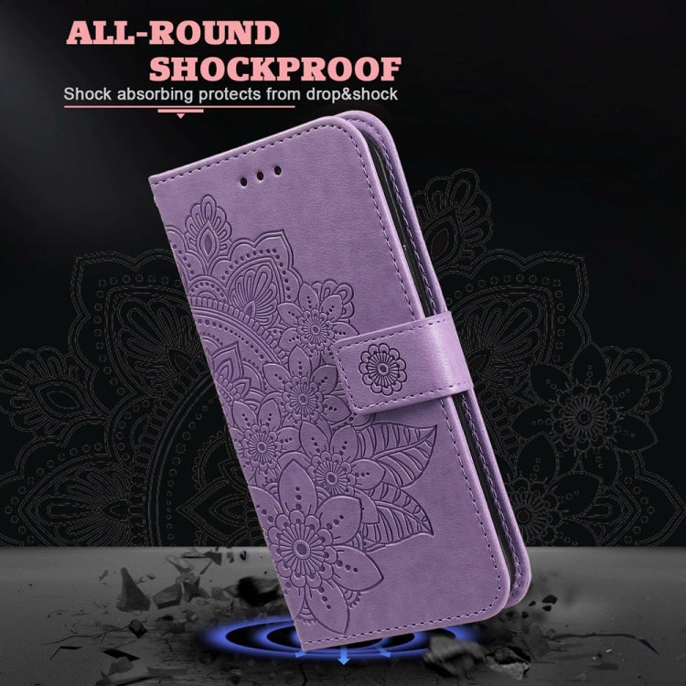 For vivo Y38 5G / T3x 5G Global 7-petal Flowers Embossing Leather Phone Case(Light Purple) - vivo Cases by PMC Jewellery | Online Shopping South Africa | PMC Jewellery | Buy Now Pay Later Mobicred